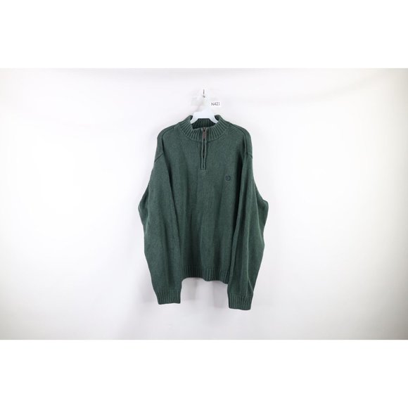 CHAPS Border Pattern Cotton Knit Sweater, Men's Size L cotton navy blue type Vintage Second Hand